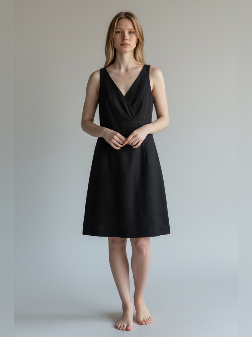 Banana Republic Dark Gray V-Neck Sleeveless Mini Dress